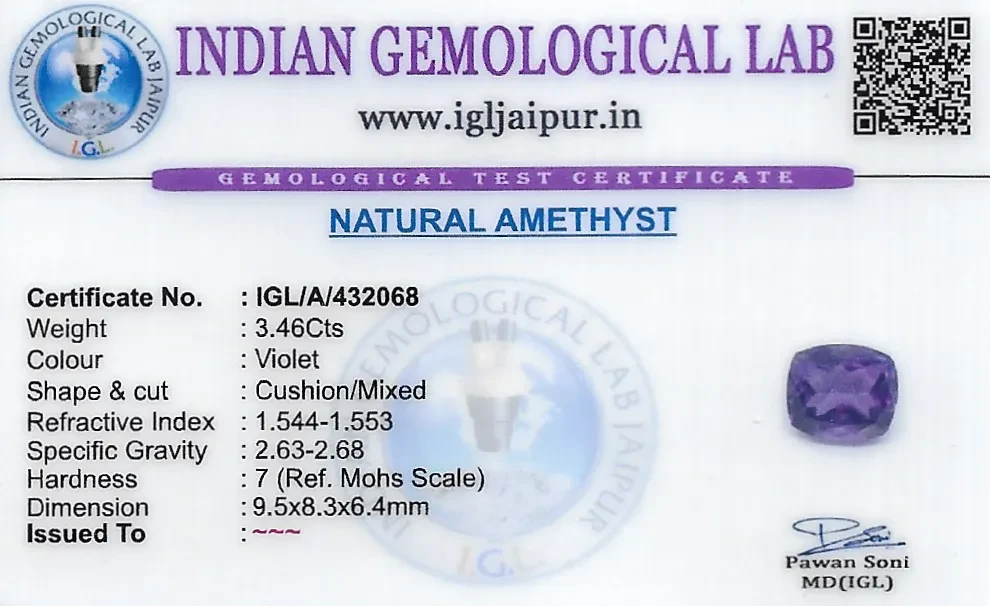 Amethyst 10x8 MM 3.46 carats