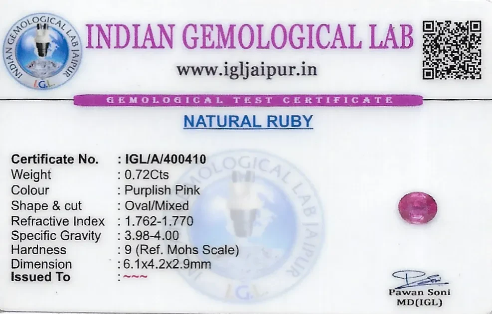 Ruby (Manik) 6x4 MM 0.72 carats