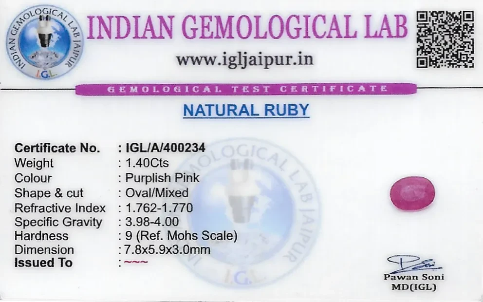 Ruby (Manik) 8x6 MM 1.4 carats