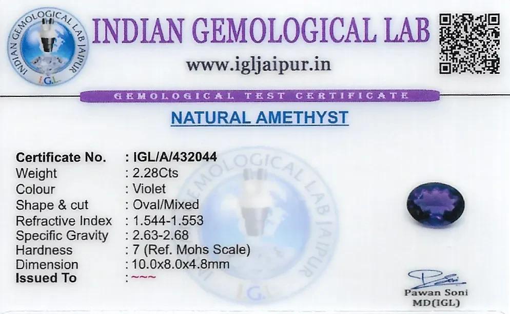 Amethyst 10x8 MM 2.28 carats