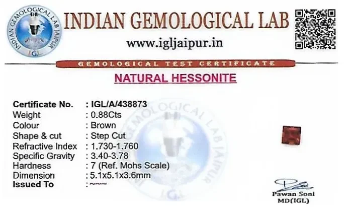 Hessonite (Gomed) 5x5 MM 0.88 carats