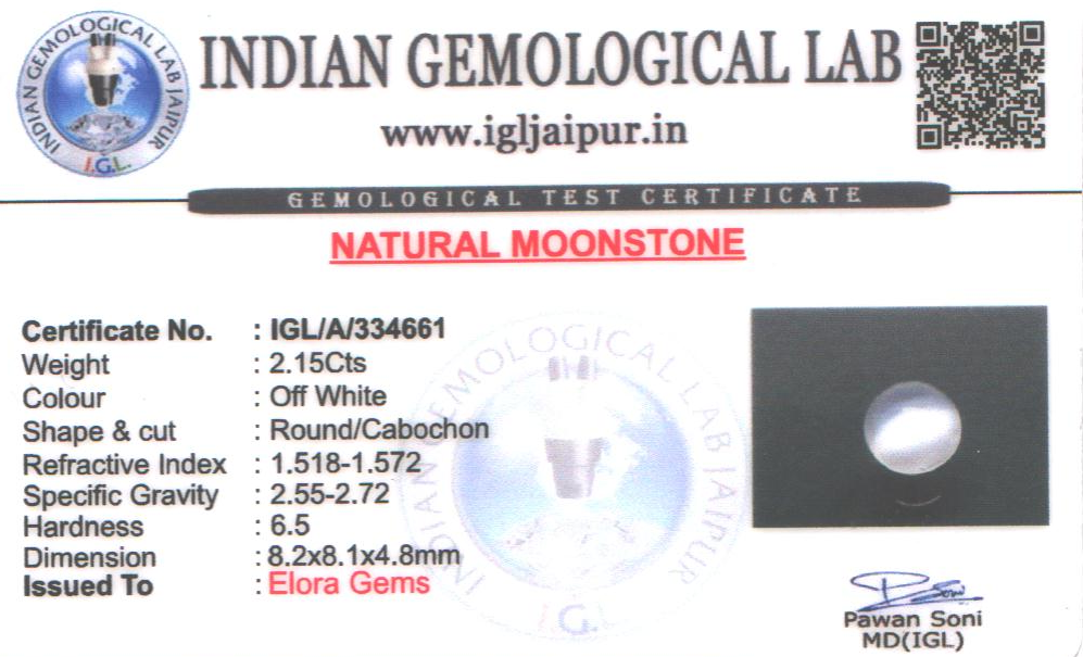 Moon Stone 8x8 MM 2.15 carats