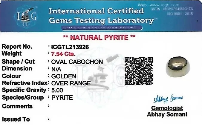 Pyrite 10x8 MM 7.54 carats
