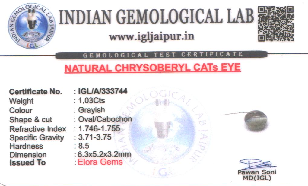 Cats Eye (Vaiduryam) 6x5 MM 1.03 carats