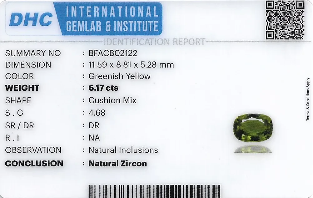 Zircon 12x9 MM 6.17 carats