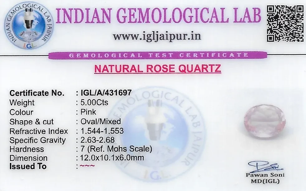 Rose Quartz 12x10 MM 5 carats