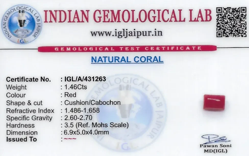 Red Coral (Pavalam) 7x5 MM 1.46 carats