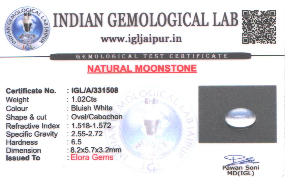 Moon Stone 8x6 MM 1.02 carats