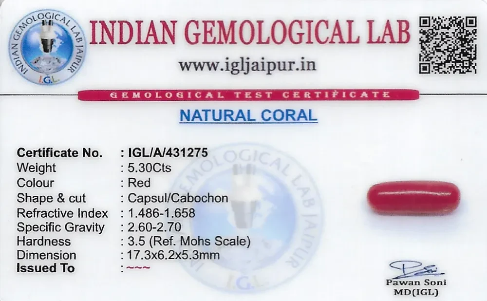 Red Coral (Pavalam) 17x6 MM 5.3 carats