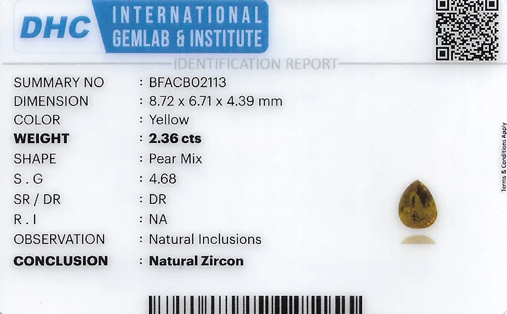 Zircon 9x7 MM 2.36 carats