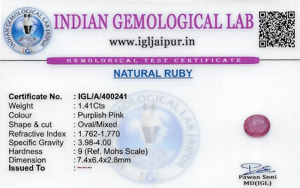 Ruby (Manik) 7x6 MM 1.41 carats