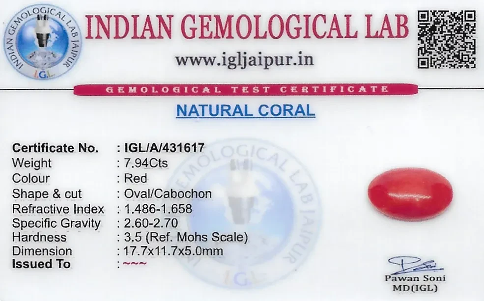 Red Coral (Pavalam) 18x12 MM 7.94 carats