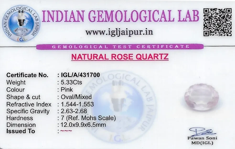 Rose Quartz 12x10 MM 5.33 carats