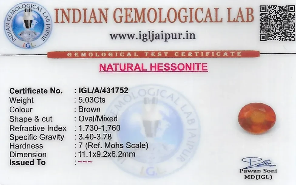 Hessonite (Gomed) 11x9 MM 5.03 carats