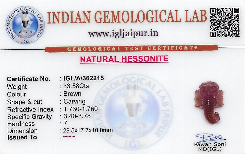Hessonite (Gomed) Ganesh Carving Gem Stones 30x18 MM 33.58 carats