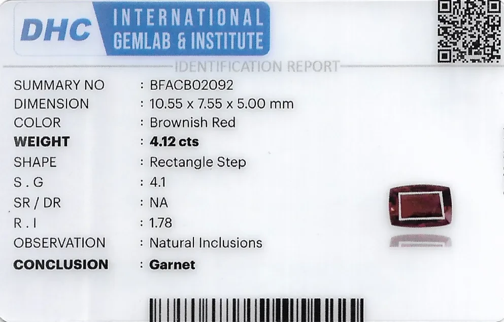 Garnet 11x8 MM 4.12 carats