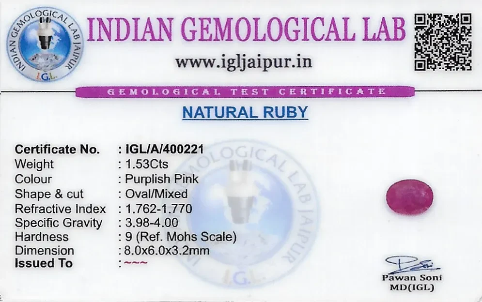 Ruby (Manik) 8x6 MM 1.53 carats