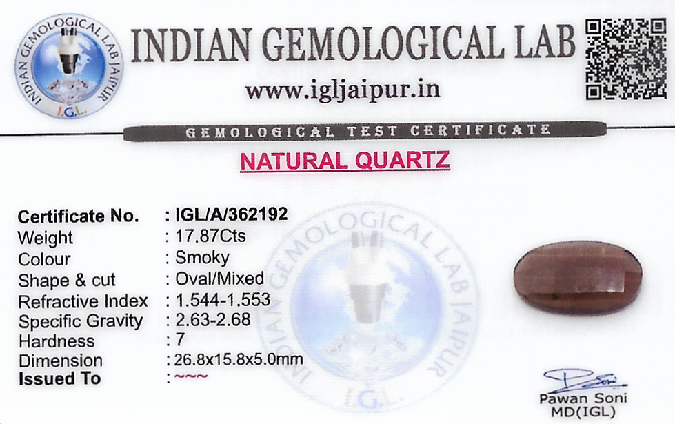 Smoky Quartz 27x16 MM 17.87 carats