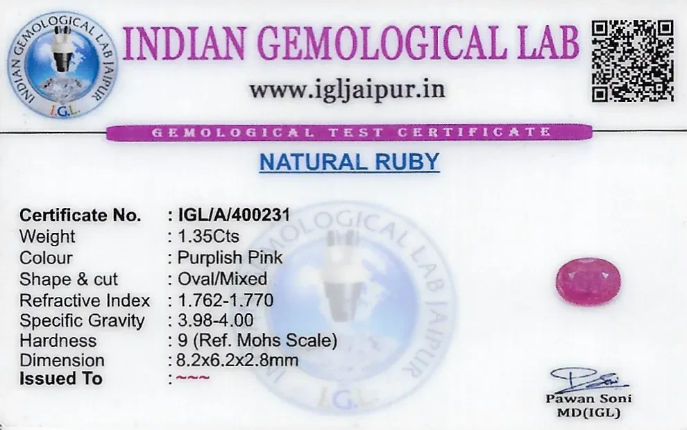 Ruby (Manik) 8x6 MM 1.35 carats