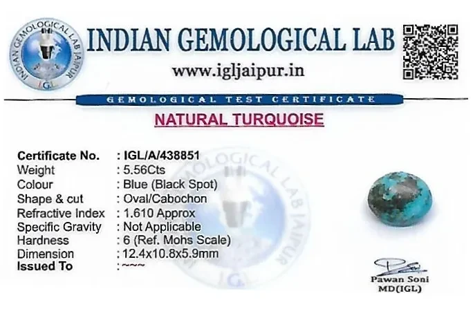 Turquoise 12x11 MM 5.56 carats
