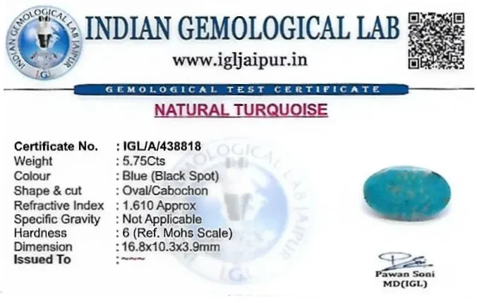 Turquoise 17x10 MM 5.75 carats