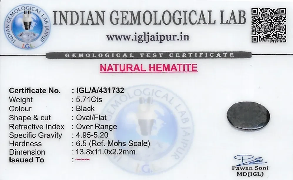 Hematite 14x11 MM 5.71 carats