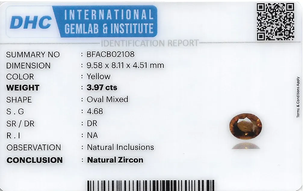 Zircon 10x8 MM 3.97 carats