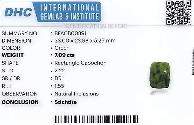 Stichtite 33x24 MM 7.09 carats