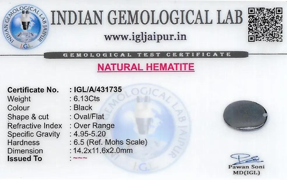 Hematite 14x12 MM 6.13 carats