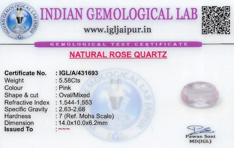 Rose Quartz 14x10 MM 5.58 carats