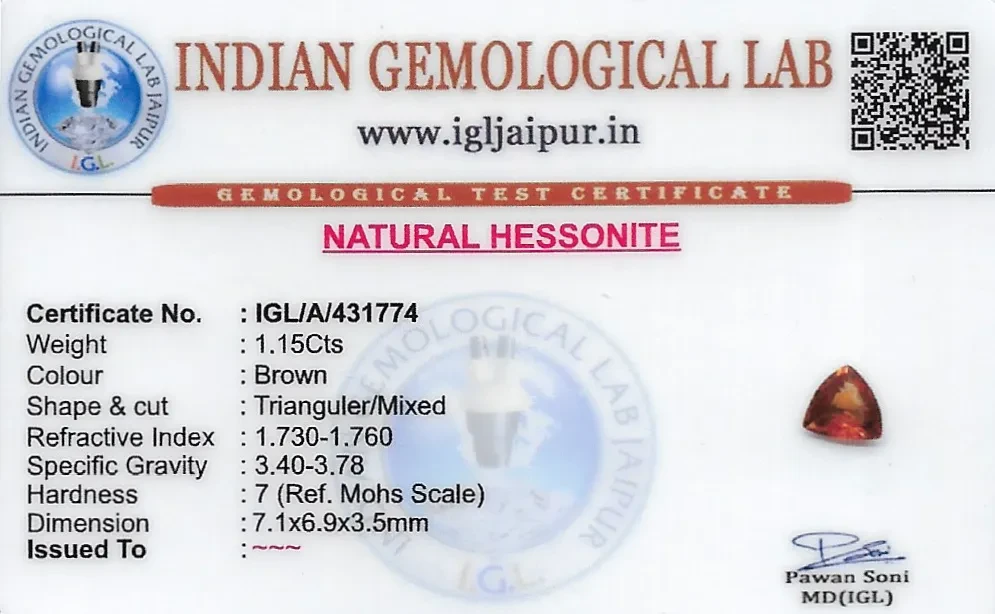 Hessonite (Gomed) 7x7 MM 1.15 carats