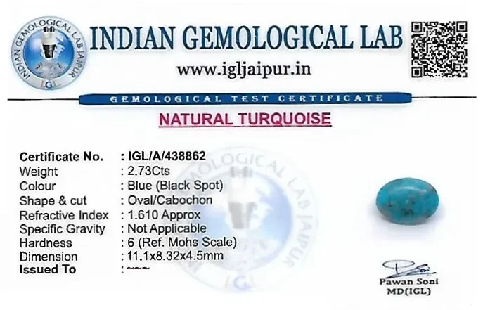 Turquoise 11x8 MM 2.73 carats