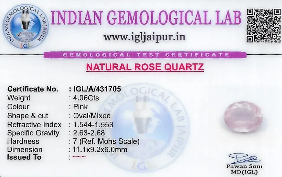 Rose Quartz 11x9 MM 4.06 carats