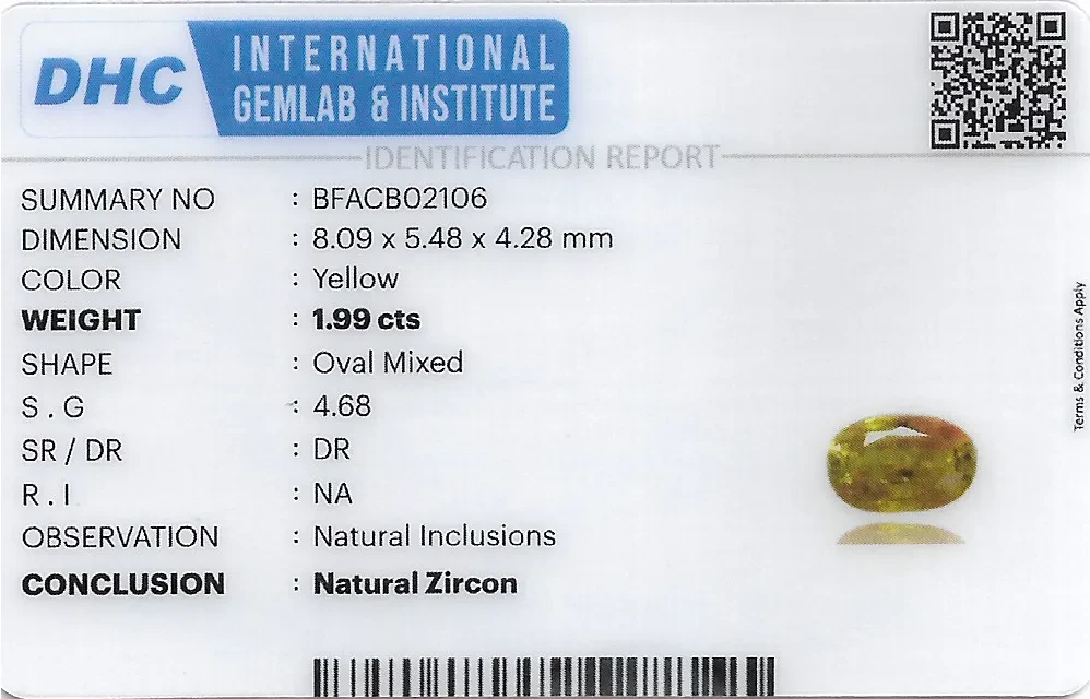 Zircon 8x5 MM 1.99 carats