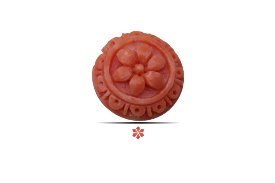 Coral Flower Carving Gem Stones 13x13 MM 3.74 carats