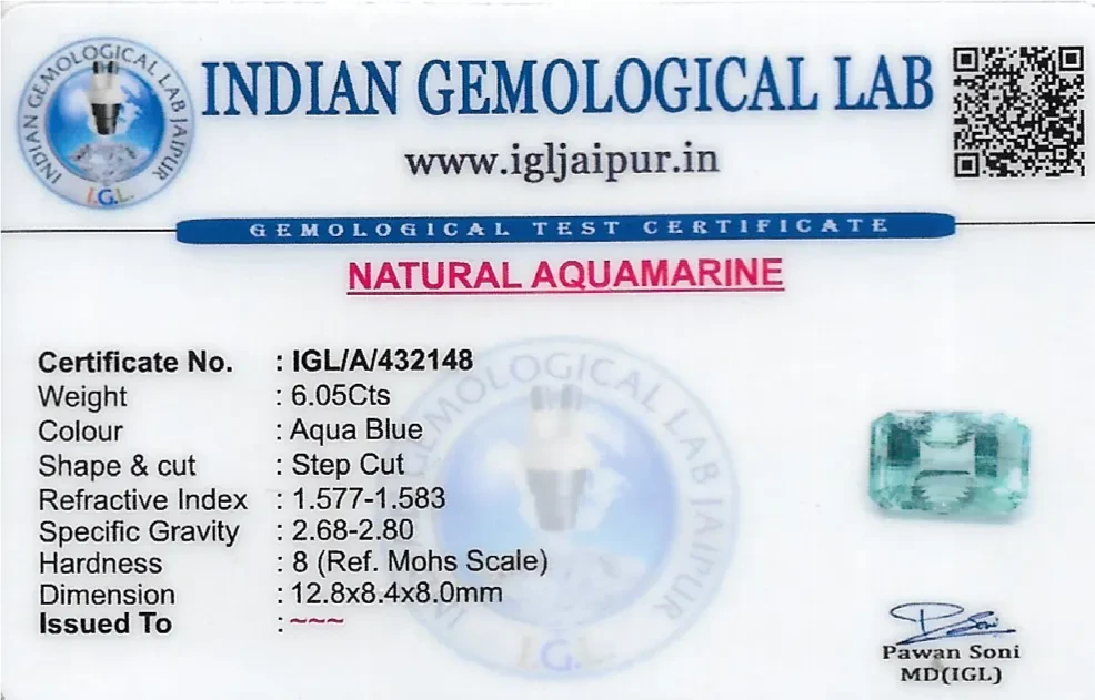 Aquamarine 13x8 MM 6.05 carats