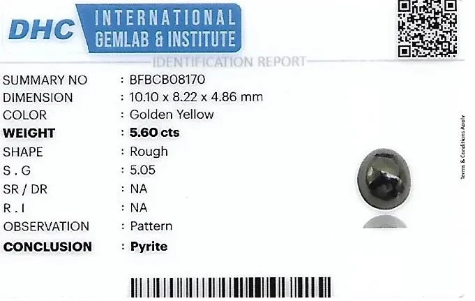Pyrite 10x8 MM 5.6 carats