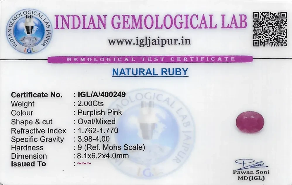 Ruby (Manik) 8x6 MM 2 carats
