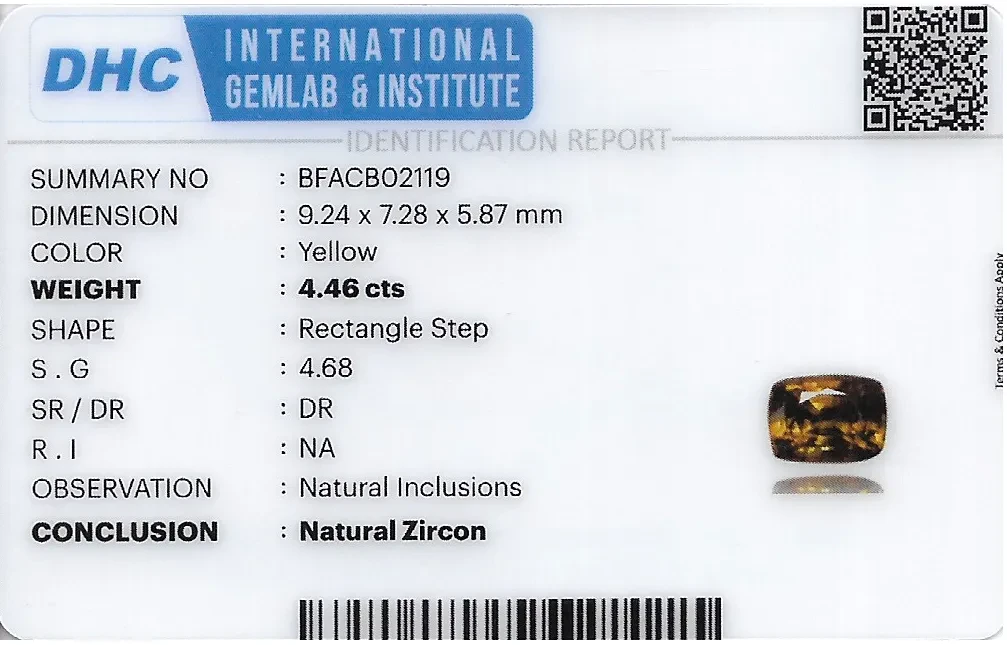 Zircon 9x7 MM 4.46 carats