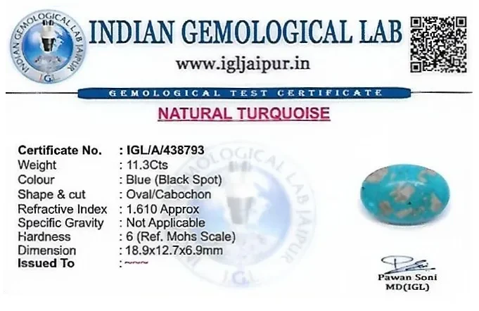Turquoise 19x13 MM 11.3 carats