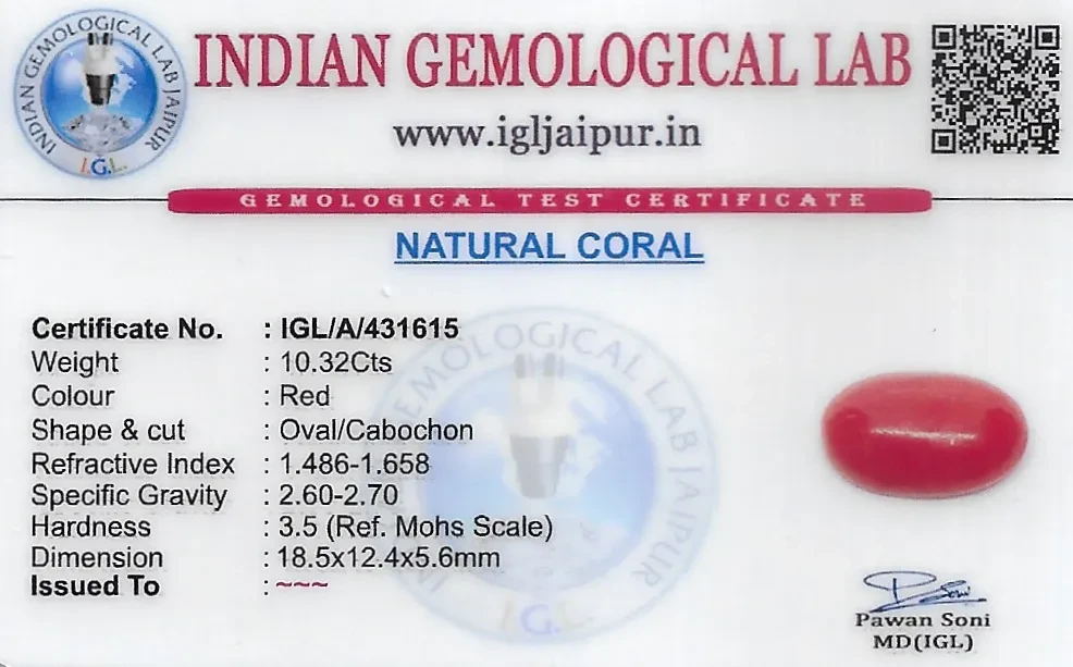 Red Coral (Pavalam) 19x12 MM 10.32 carats