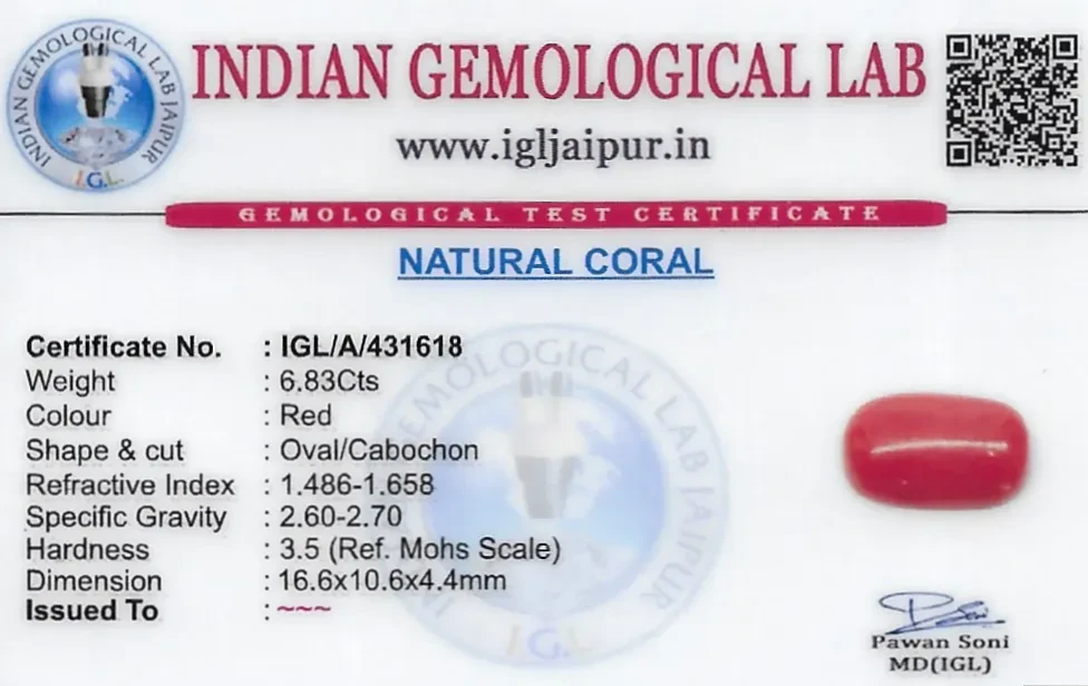 Red Coral (Pavalam) 17x11 MM 6.83 carats
