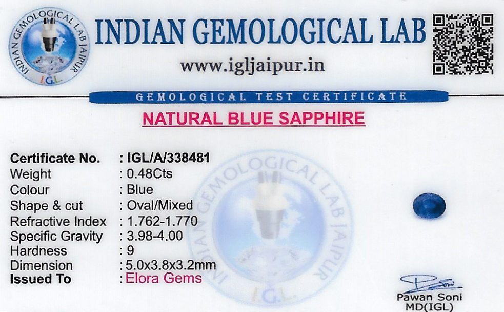 Blue Sapphire (Neelam) 5x4 MM 0.48 carats