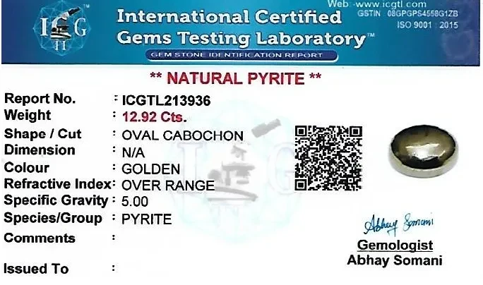 Pyrite 14x11 MM 12.92 carats