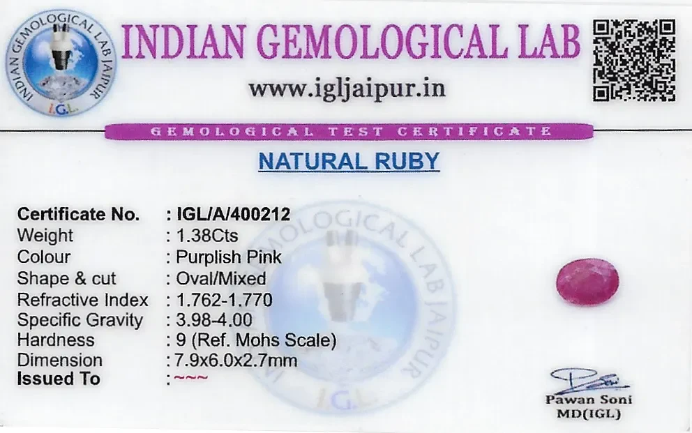 Ruby (Manik) 8x6 MM 1.38 carats