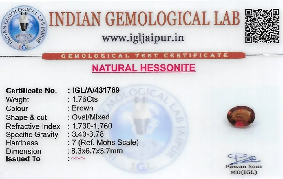 Hessonite (Gomed) 8x7 MM 1.76 carats