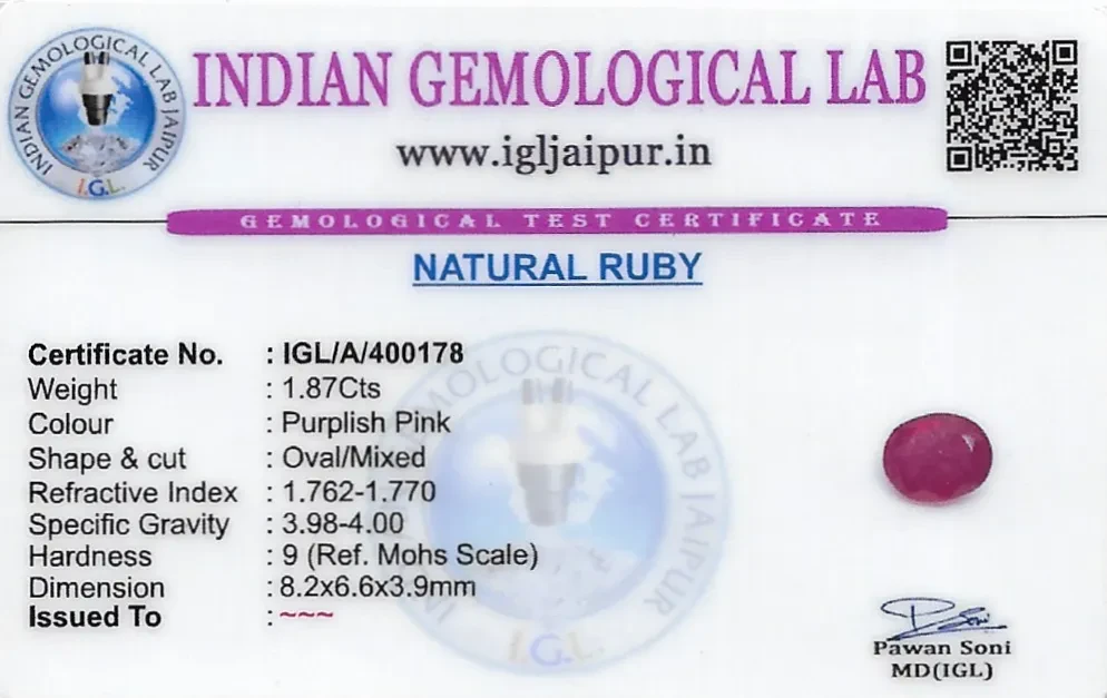 Ruby (Manik) 8x7 MM 1.87 carats