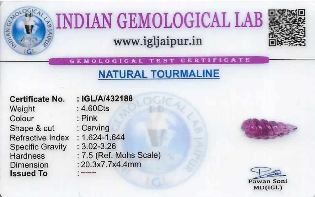 Tourmaline Carving Gem Stones 20x8 MM 4.6 carats