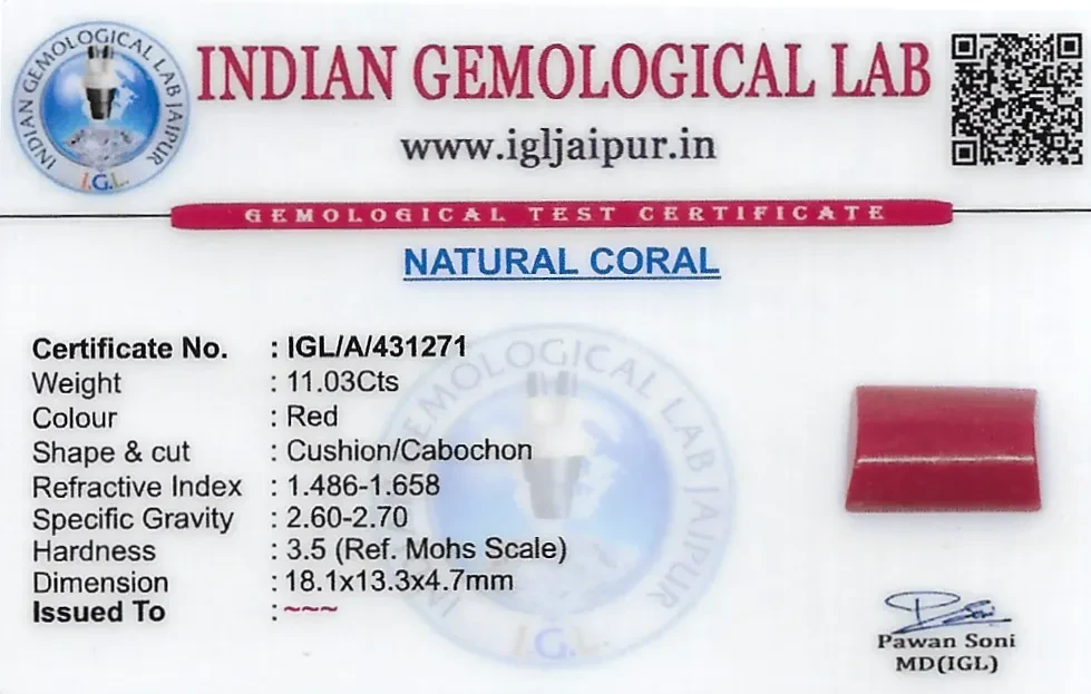 Red Coral (Pavalam) 7x6 MM 1.36 carats
