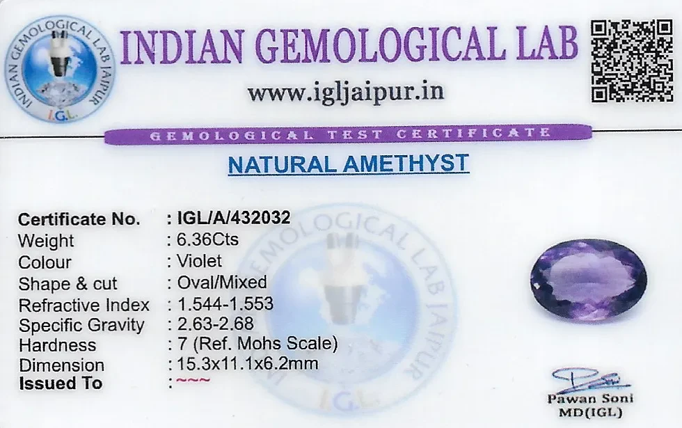 Amethyst 15x11 MM 6.36 carats
